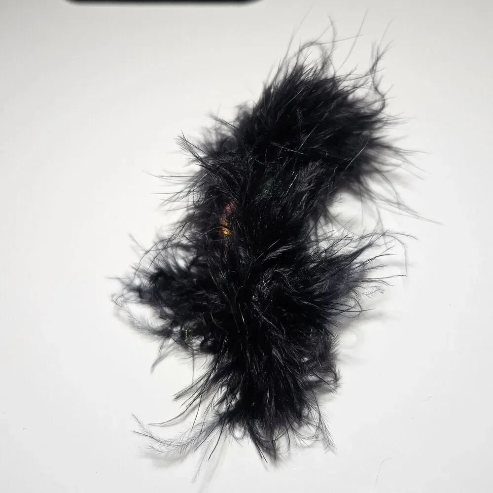 Black Feathery Orange Halloween Pumpkin Barrette Silver Tone